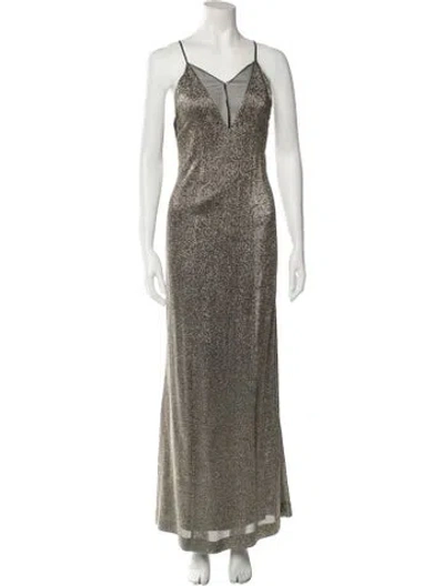 Pre-owned Galvan Silk Long Dress In Gray