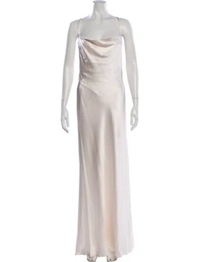 Pre-owned Galvan Silk Long Dress In Gray