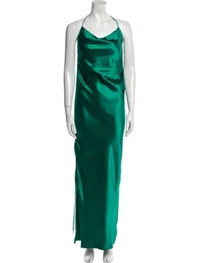 Pre-owned Galvan Silk Long Dress In Green