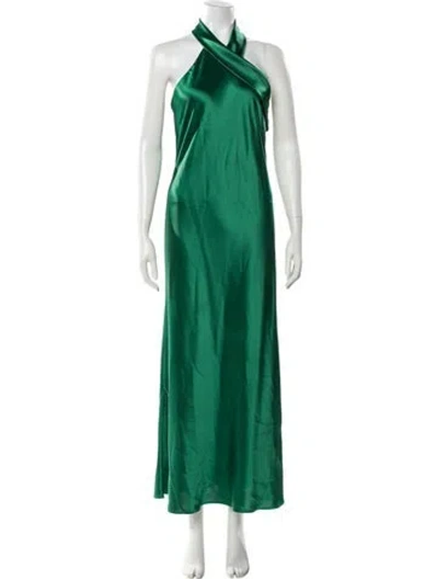 Pre-owned Galvan Silk Long Dress In Green