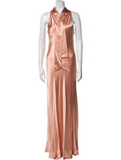 Pre-owned Galvan Silk Long Dress In Neutral