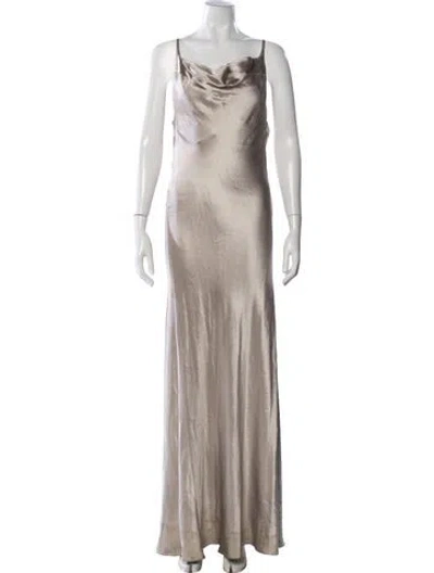 Pre-owned Galvan Silk Long Dress In Neutral