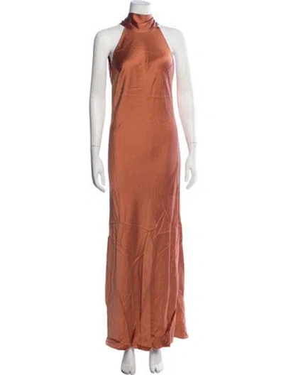 Pre-owned Galvan Silk Long Dress In Orange