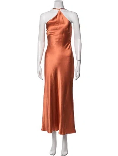 Pre-owned Galvan Silk Long Dress In Orange