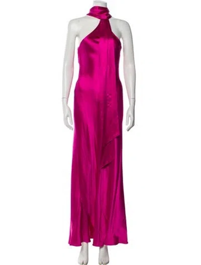 Pre-owned Galvan Silk Long Dress In Pink