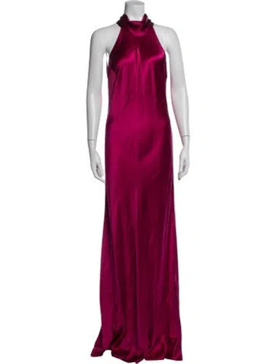 Pre-owned Galvan Silk Long Dress In Pink