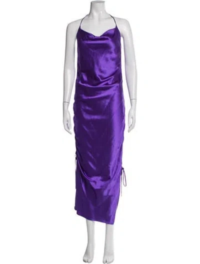 Pre-owned Galvan Silk Long Dress In Purple