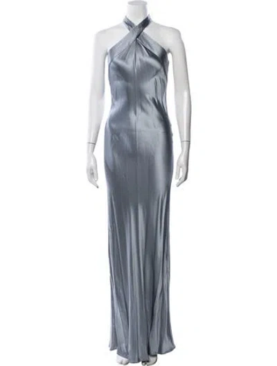 Pre-owned Galvan Silk Long Dress W/ Tags In Blue