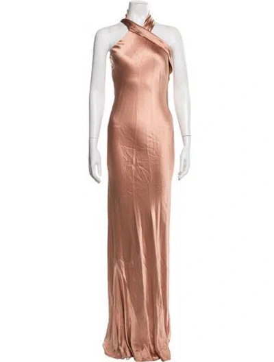 Pre-owned Galvan Silk Long Dress W/ Tags In Orange