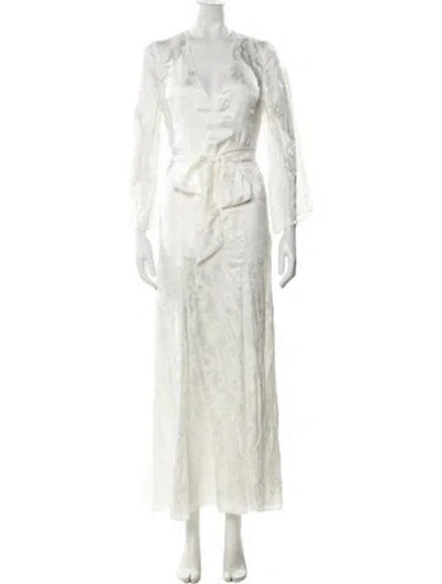 Pre-owned Galvan Silk Long Dress In White