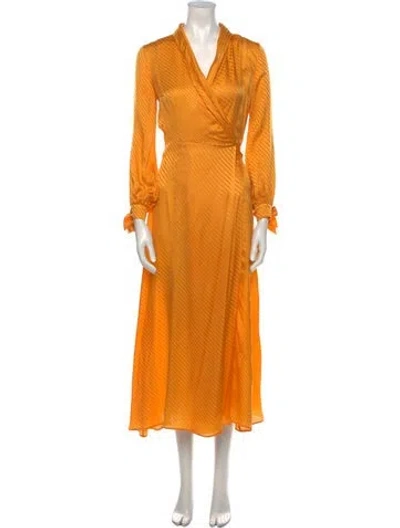 Pre-owned Galvan Silk Long Dress In Yellow