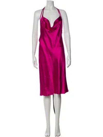 Pre-owned Galvan Silk Midi Length Dress In Pink