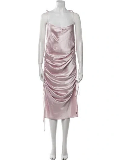 Pre-owned Galvan Silk Midi Length Dress In Pink