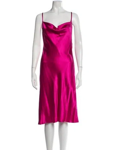 Pre-owned Galvan Silk Midi Length Dress In Purple