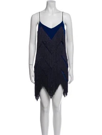 Pre-owned Galvan Silk Mini Dress In Blue