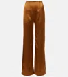 Galvan Sister Moon Satin Wide-leg Pants In Brown