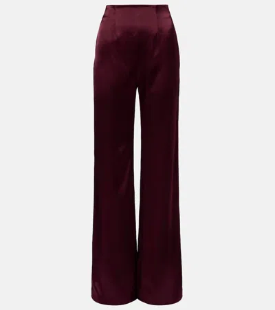 Galvan Sister Moon Satin Wide-leg Pants In Burgundy