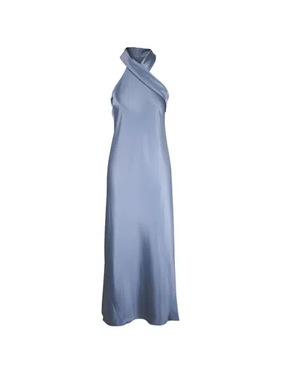 Galvan Sleeveless Halterneck Dress In Blue