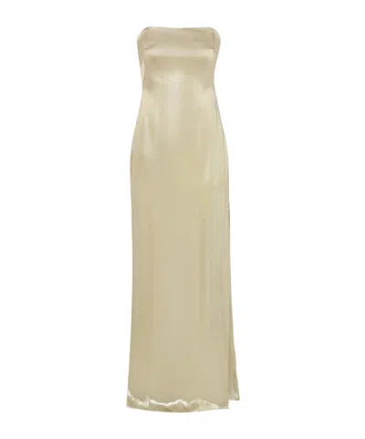 Galvan Slit Maxi Slip Dress In Nude