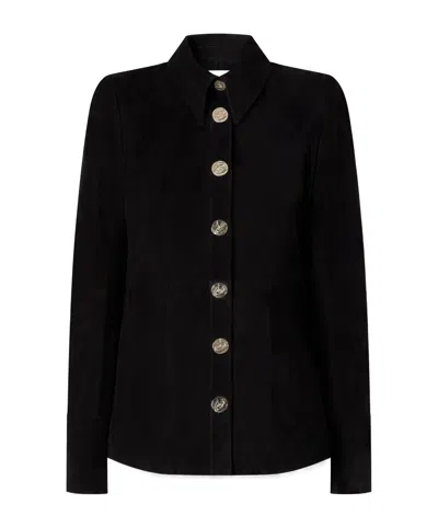 Galvan Solid Color Suede Jacket In Black