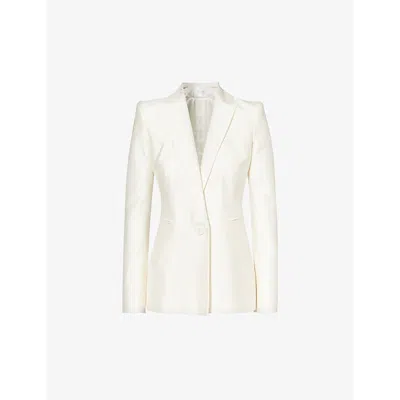 Galvan London Womens Cream Sorrento Padded-shoulder Woven-blend Blazer