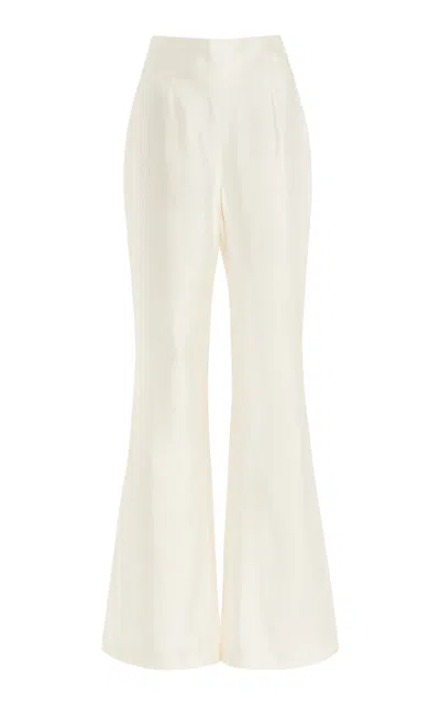 Galvan Sorrento Tailored Silk Taffeta Flared Pants In White