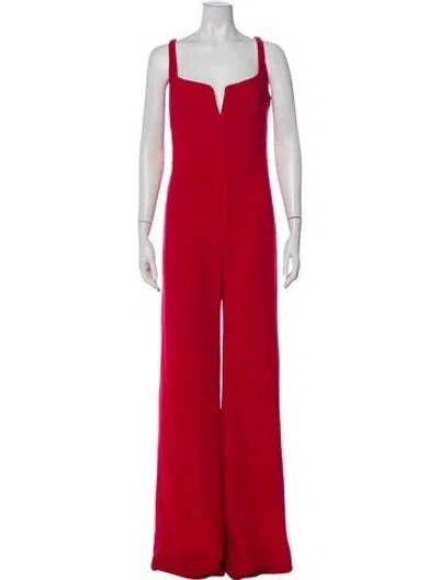 Pre-owned Galvan Square Neckline Jumpsuit In Red