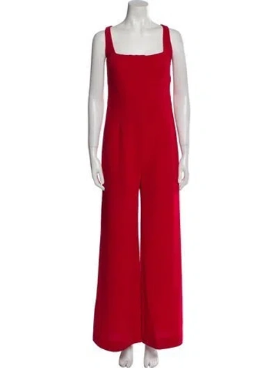 Pre-owned Galvan Square Neckline Jumpsuit In Red