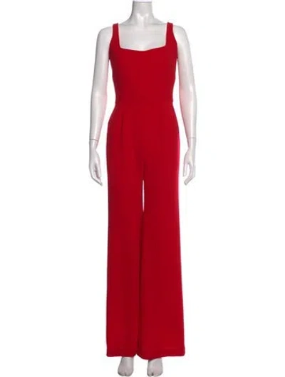 Pre-owned Galvan Square Neckline Jumpsuit In Red