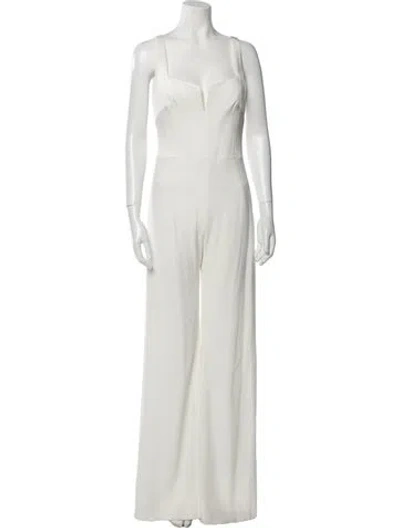 Pre-owned Galvan Square Neckline Jumpsuit In White
