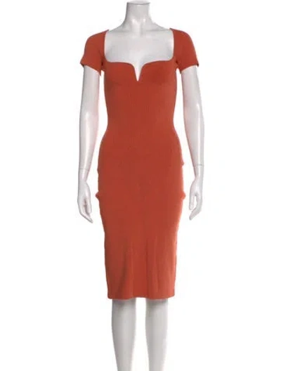 Pre-owned Galvan Square Neckline Knee-length Dress In Orange