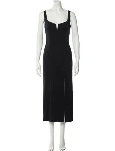 Pre-owned Galvan Square Neckline Long Dress In Black