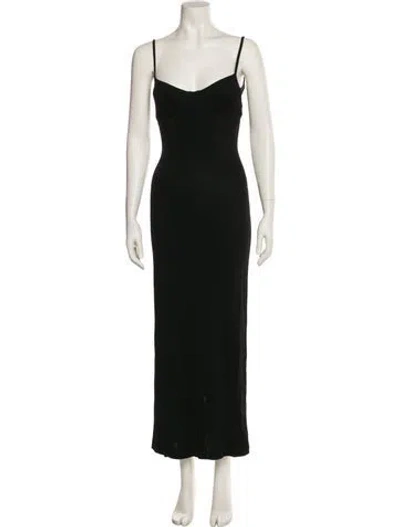 Pre-owned Galvan Square Neckline Long Dress In Black