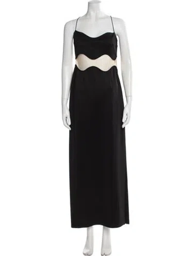 Pre-owned Galvan Square Neckline Long Dress In Black