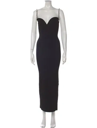 Pre-owned Galvan Square Neckline Long Dress In Black