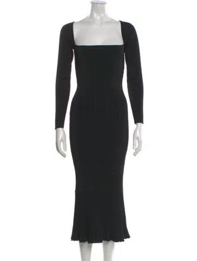 Pre-owned Galvan Square Neckline Long Dress In Black