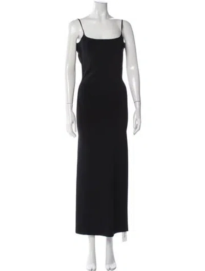 Pre-owned Galvan Square Neckline Long Dress In Black