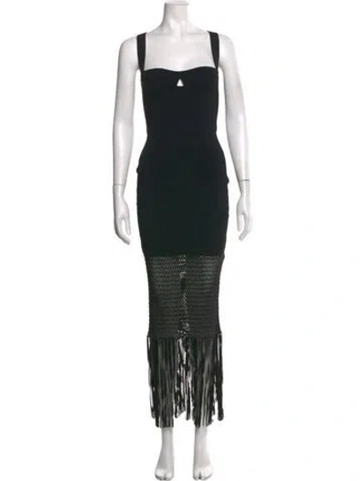 Pre-owned Galvan Square Neckline Long Dress In Black