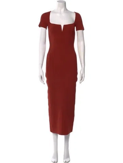 Pre-owned Galvan Square Neckline Long Dress In Brown