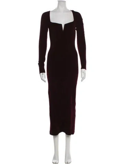 Pre-owned Galvan Square Neckline Long Dress In Burgundy