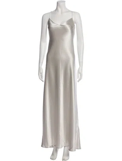 Pre-owned Galvan Square Neckline Long Dress In Gray
