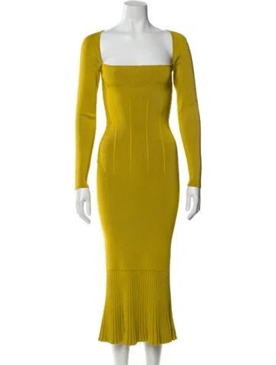 Pre-owned Galvan Square Neckline Long Dress In Green