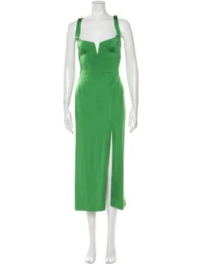 Pre-owned Galvan Square Neckline Long Dress In Green