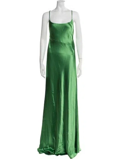 Pre-owned Galvan Square Neckline Long Dress In Green