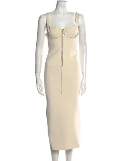 Pre-owned Galvan Square Neckline Long Dress In Neutral