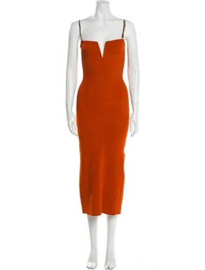 Pre-owned Galvan Square Neckline Long Dress In Orange