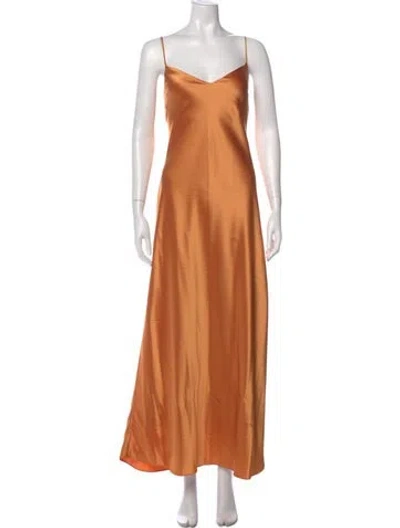 Pre-owned Galvan Square Neckline Long Dress In Orange