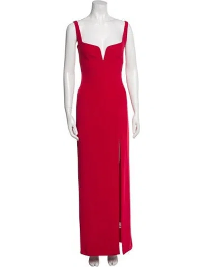 Pre-owned Galvan Square Neckline Long Dress In Red