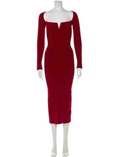 Pre-owned Galvan Square Neckline Long Dress In Red