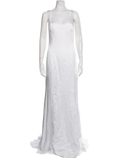 Pre-owned Galvan Square Neckline Long Dress W/ Tags In White